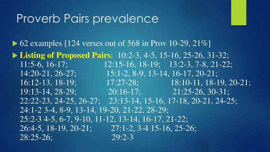 proverb pairs prevalence