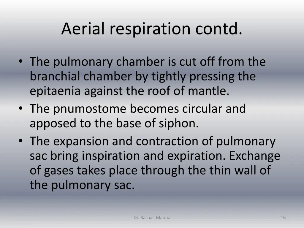 aerial respiration contd