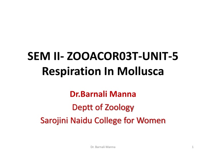 sem ii zooacor03t unit 5 respiration in mollusca