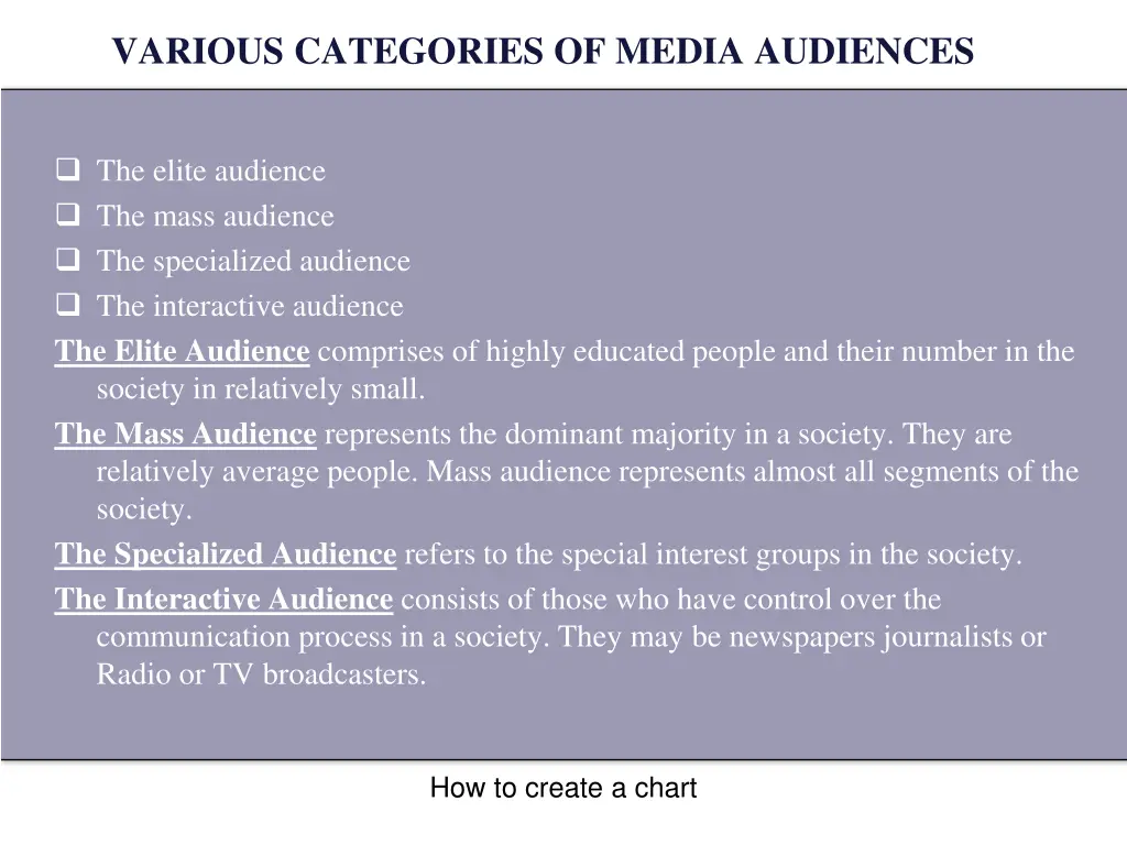 various categories of media audiences