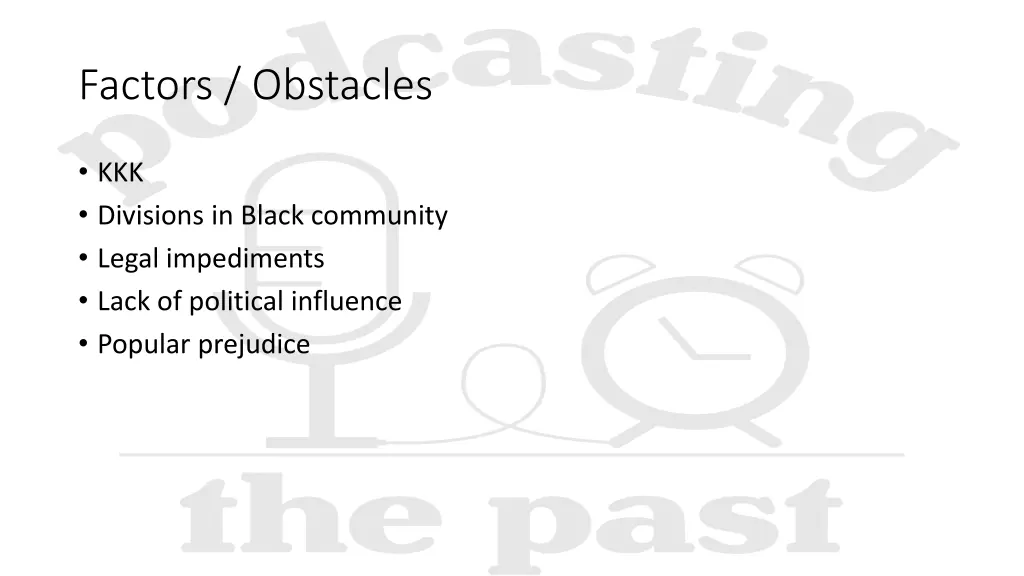 factors obstacles