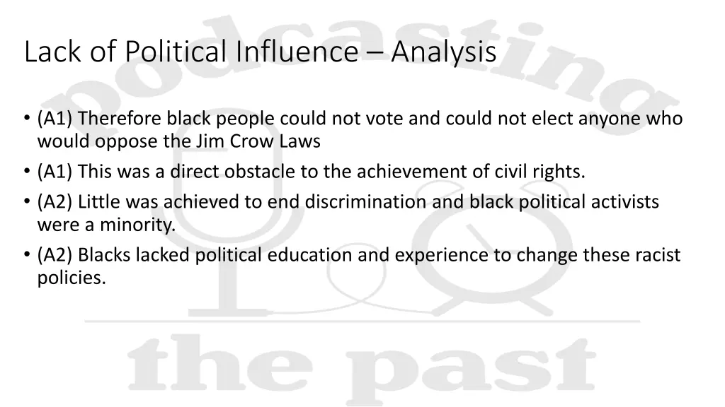 lack of political influence analysis