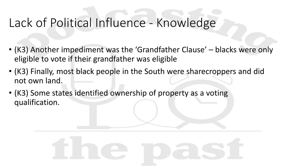 lack of political influence knowledge 1