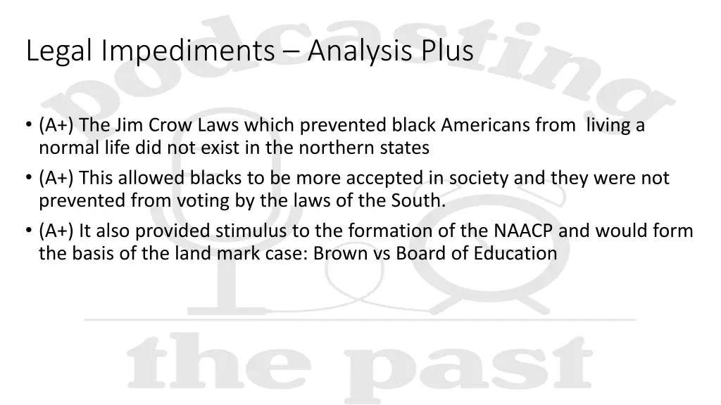 legal impediments analysis plus