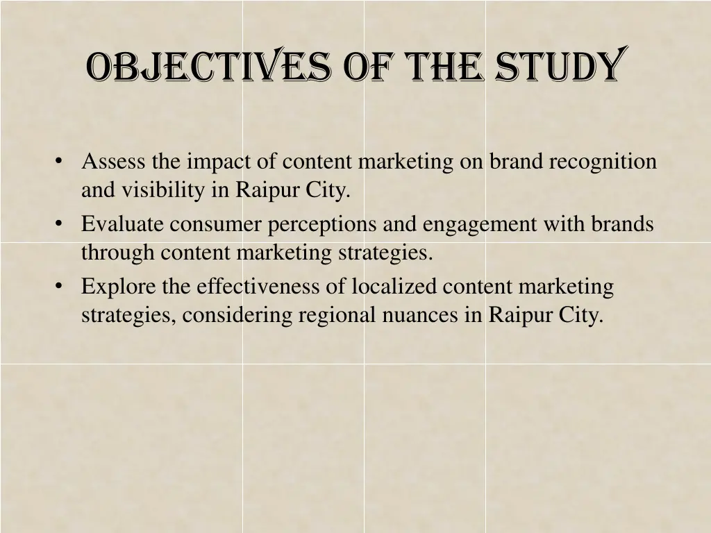 objectives of the study