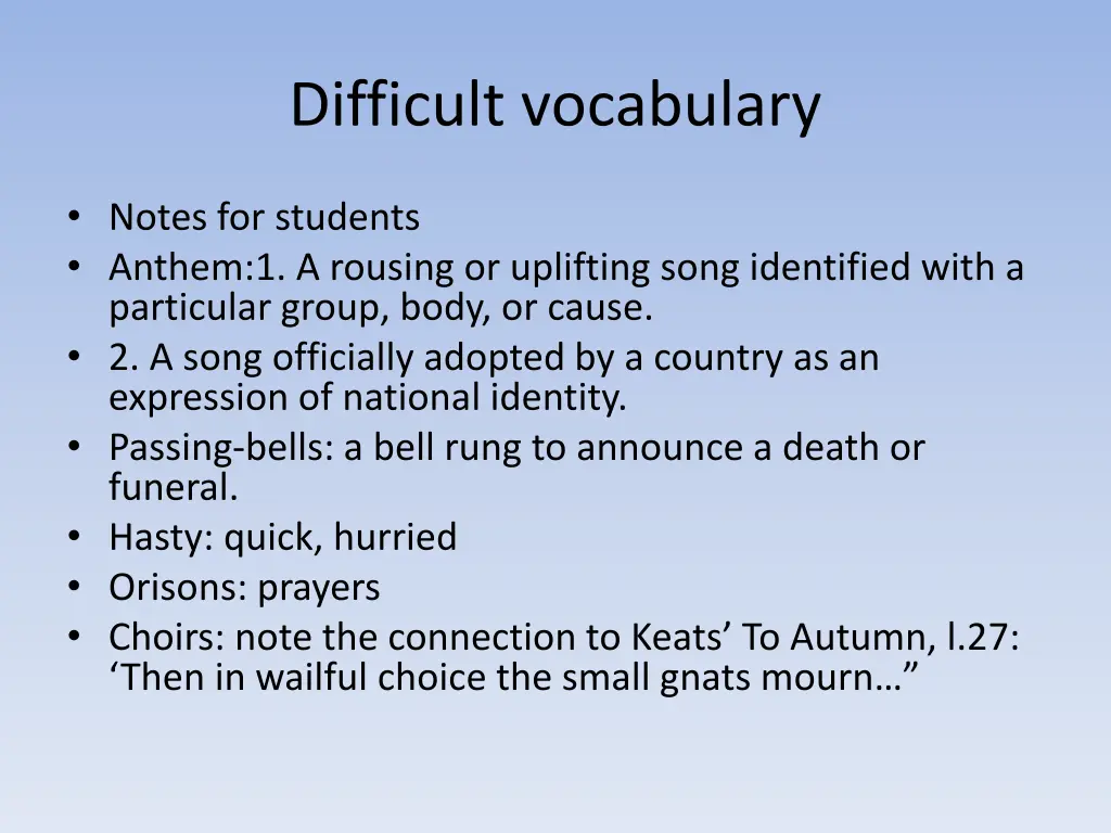 difficult vocabulary