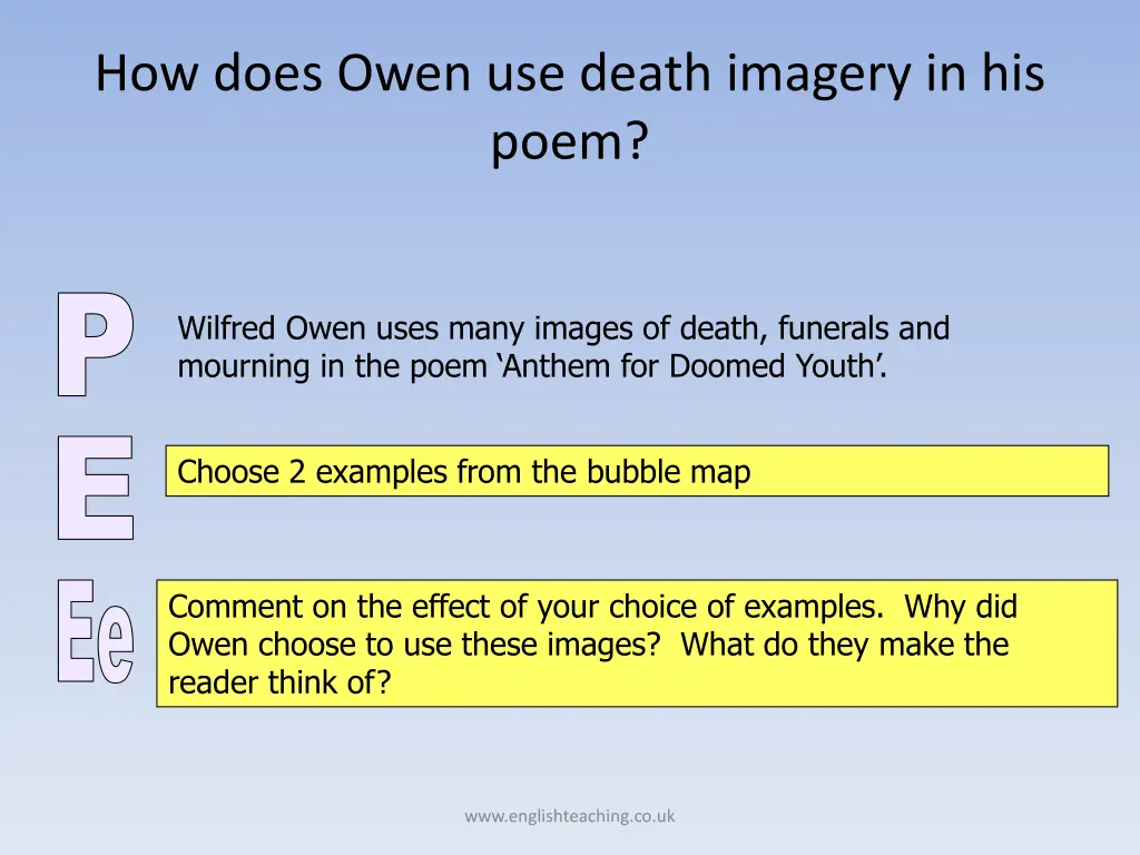 how does owen use death imagery in his poem