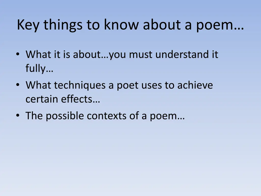 key things to know about a poem