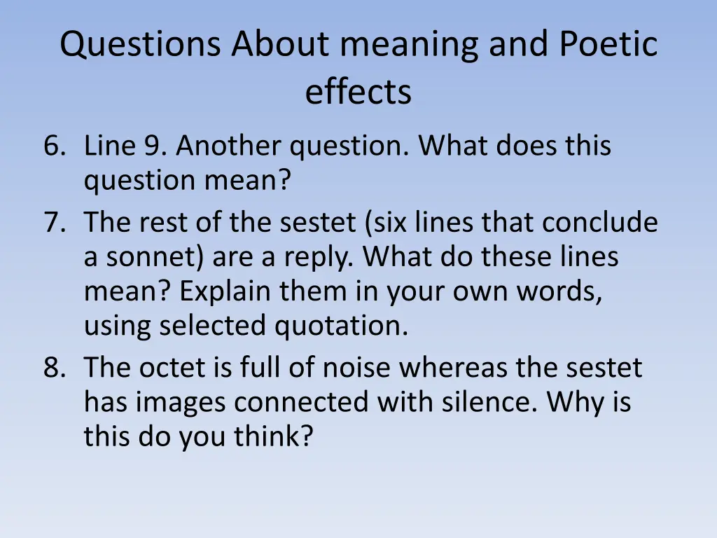 questions about meaning and poetic effects 1