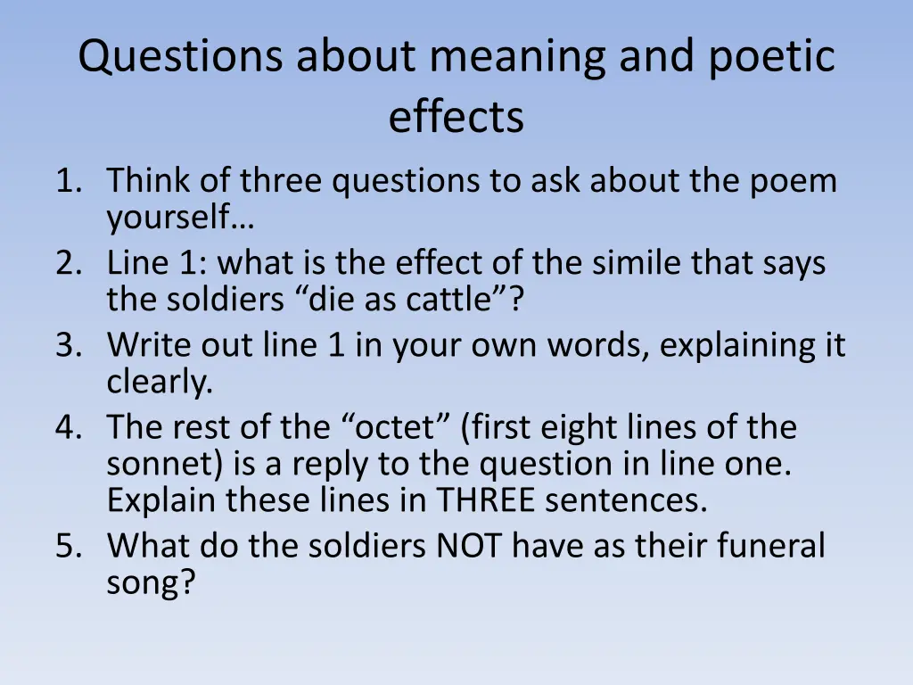 questions about meaning and poetic effects