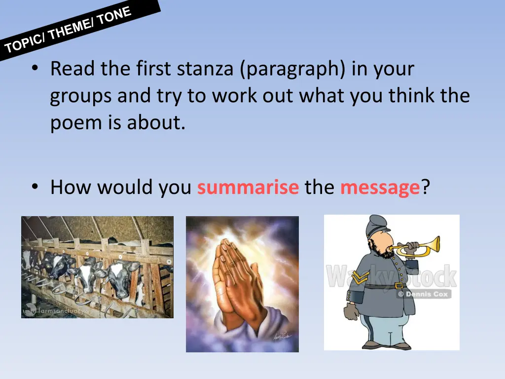 read the first stanza paragraph in your groups