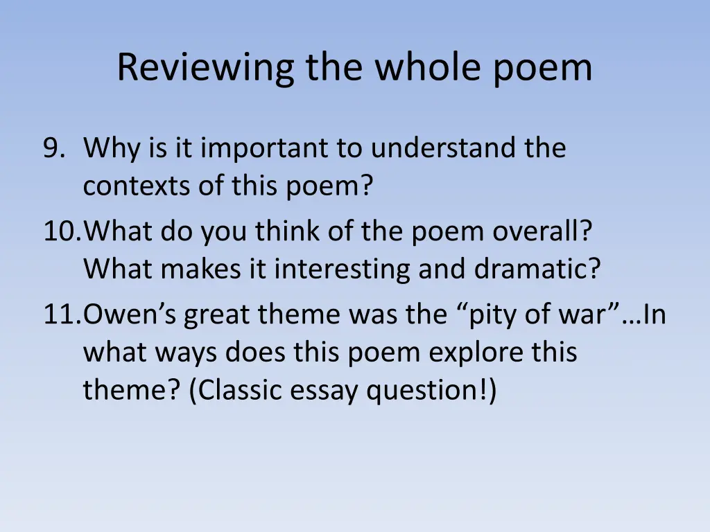 reviewing the whole poem