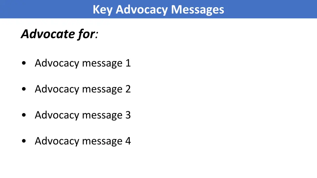 key advocacy messages