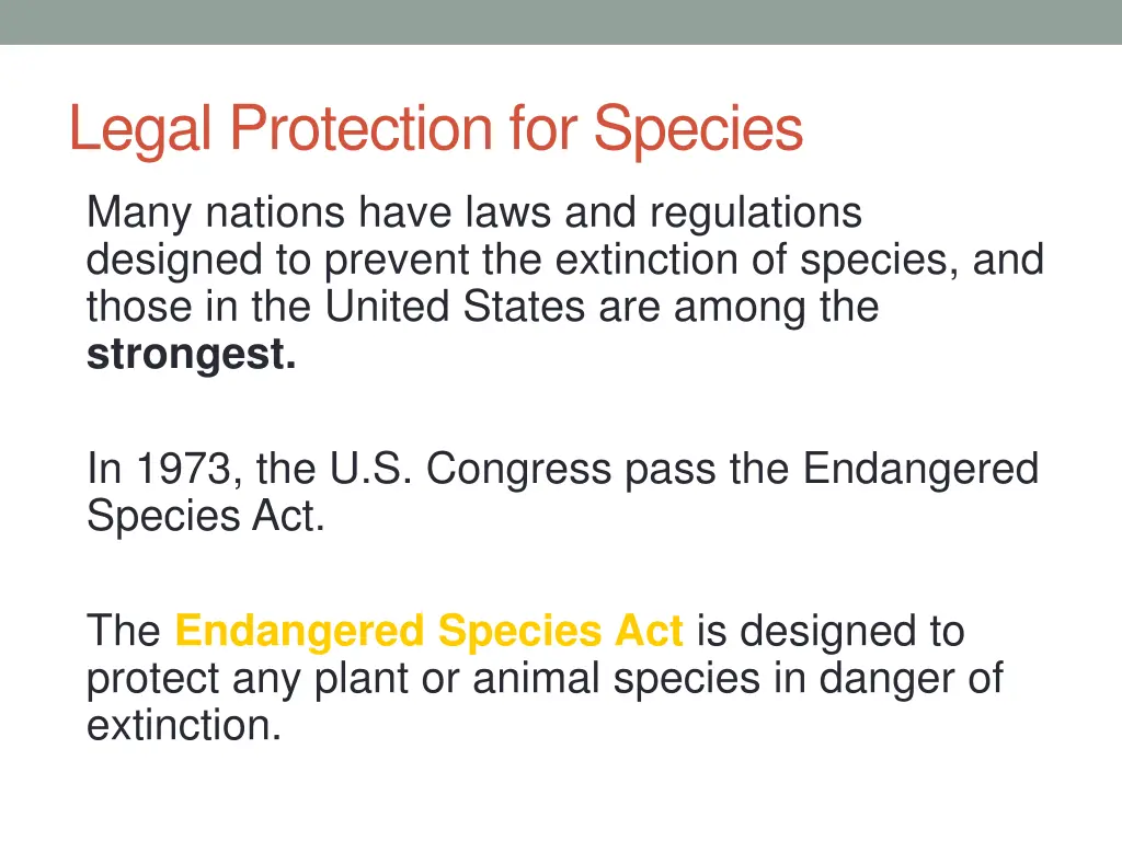 legal protection for species