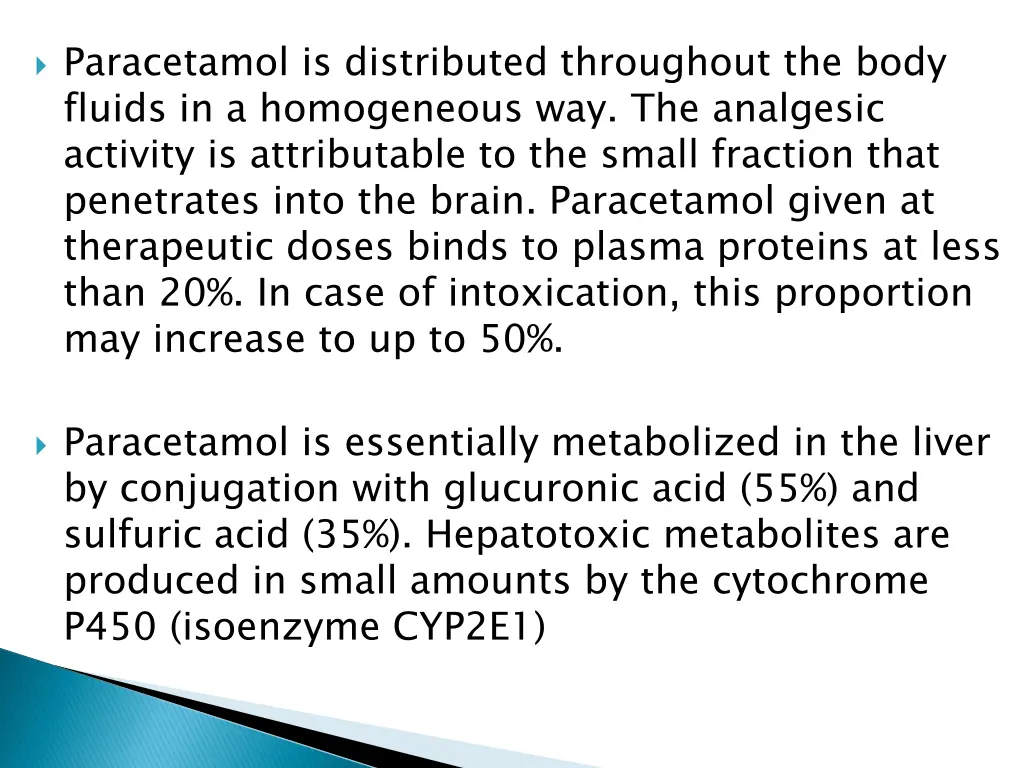 paracetamol is distributed throughout the body