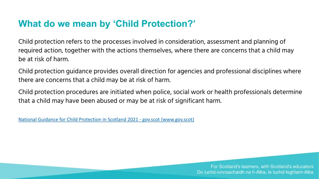 what do we mean by child protection