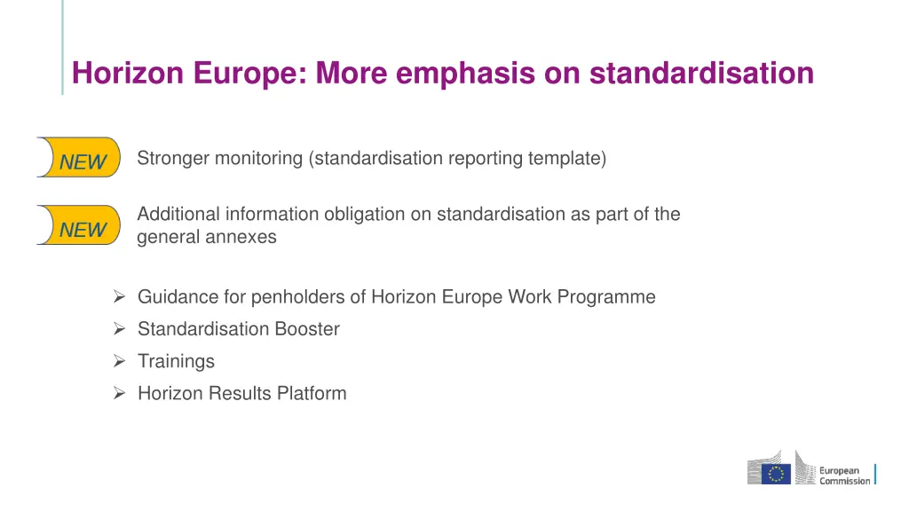 horizon europe more emphasis on standardisation