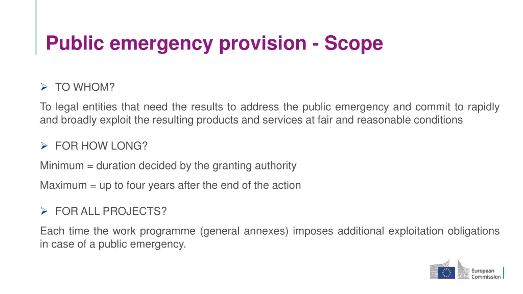 public emergency provision scope 1