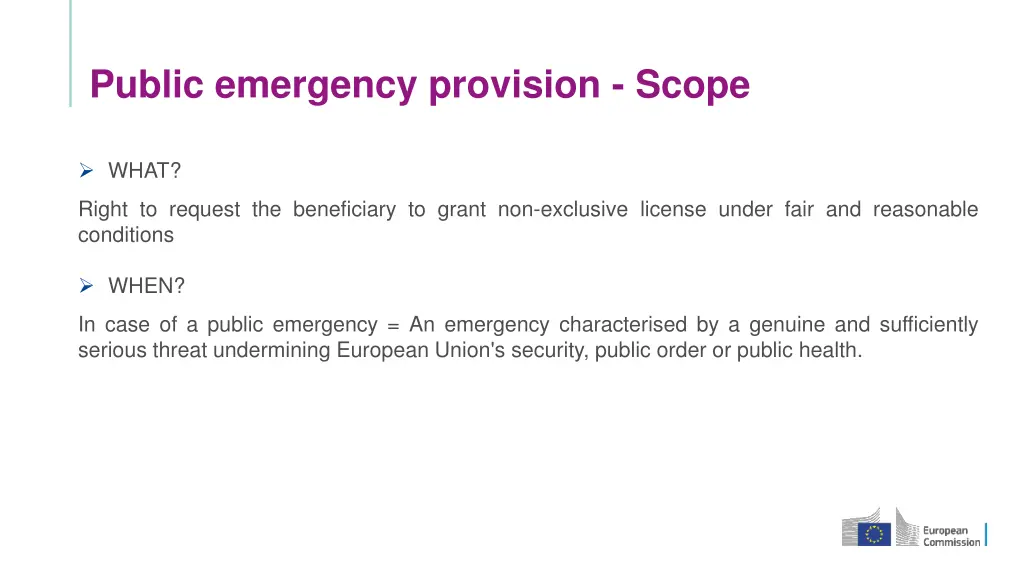 public emergency provision scope