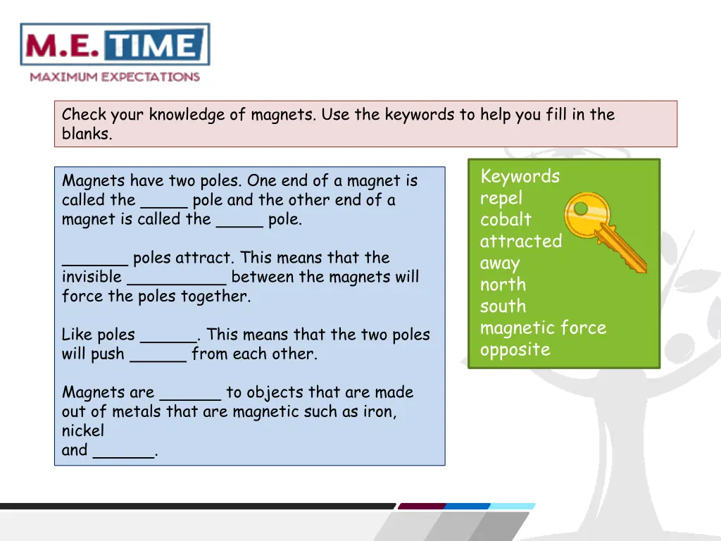 check your knowledge of magnets use the keywords