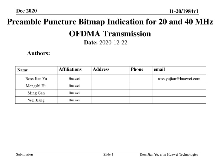 dec 2020 preamble puncture bitmap indication