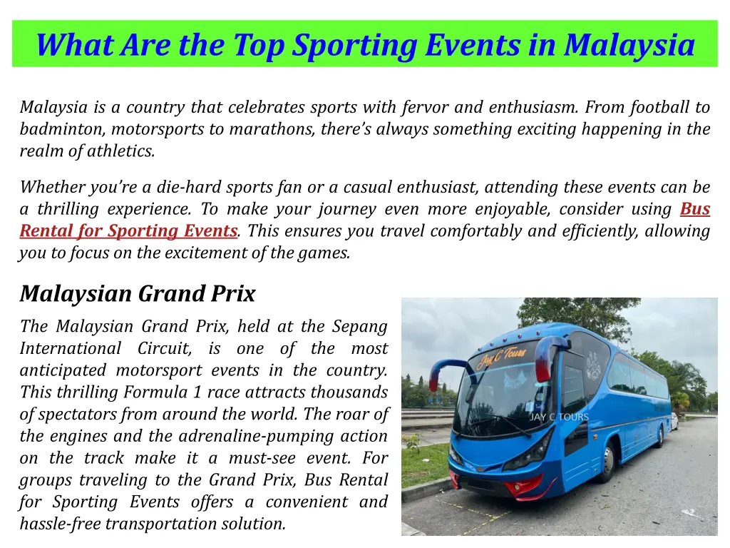 what are the top sporting events in malaysia