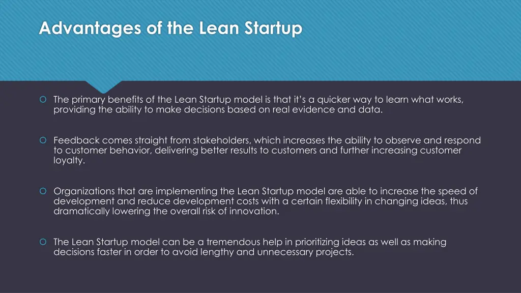 advantages of the lean startup