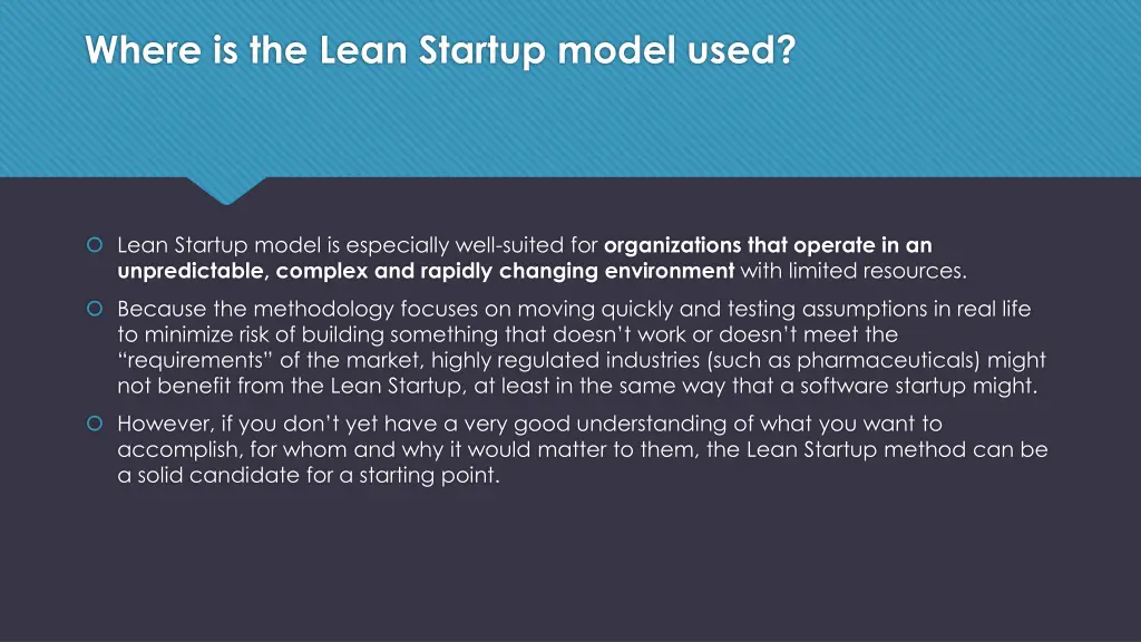 where is the lean startup model used