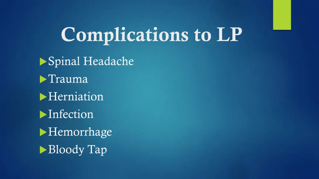 complications to lp