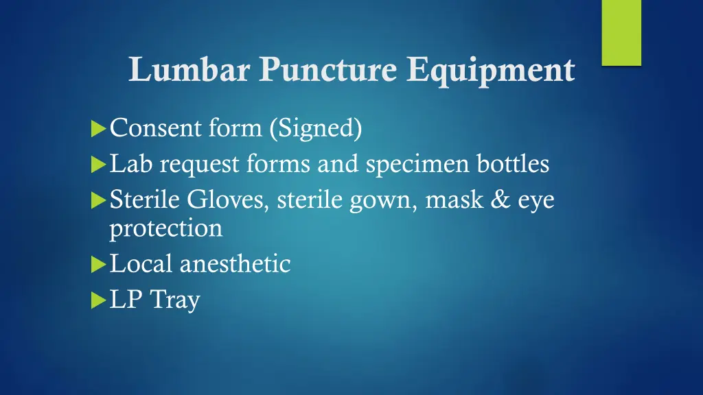 lumbar puncture equipment