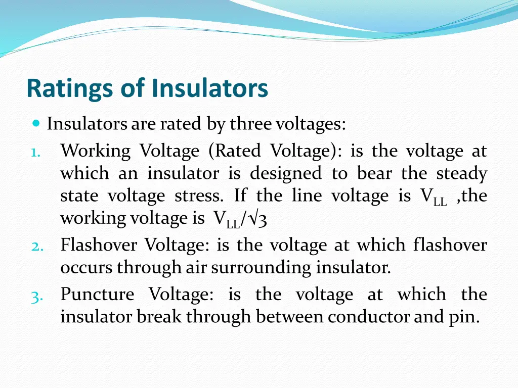 ratings of insulators