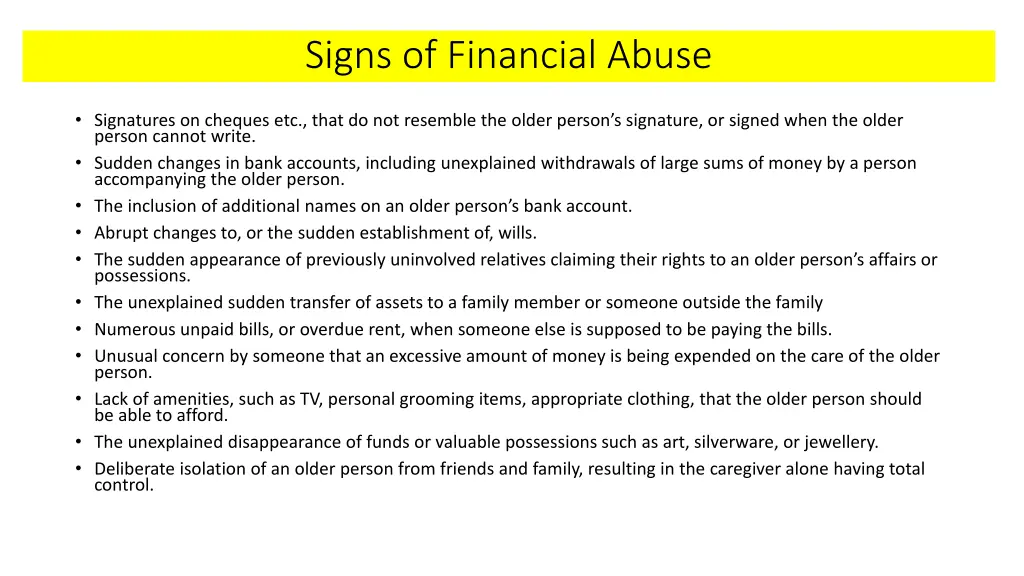 signs of financial abuse