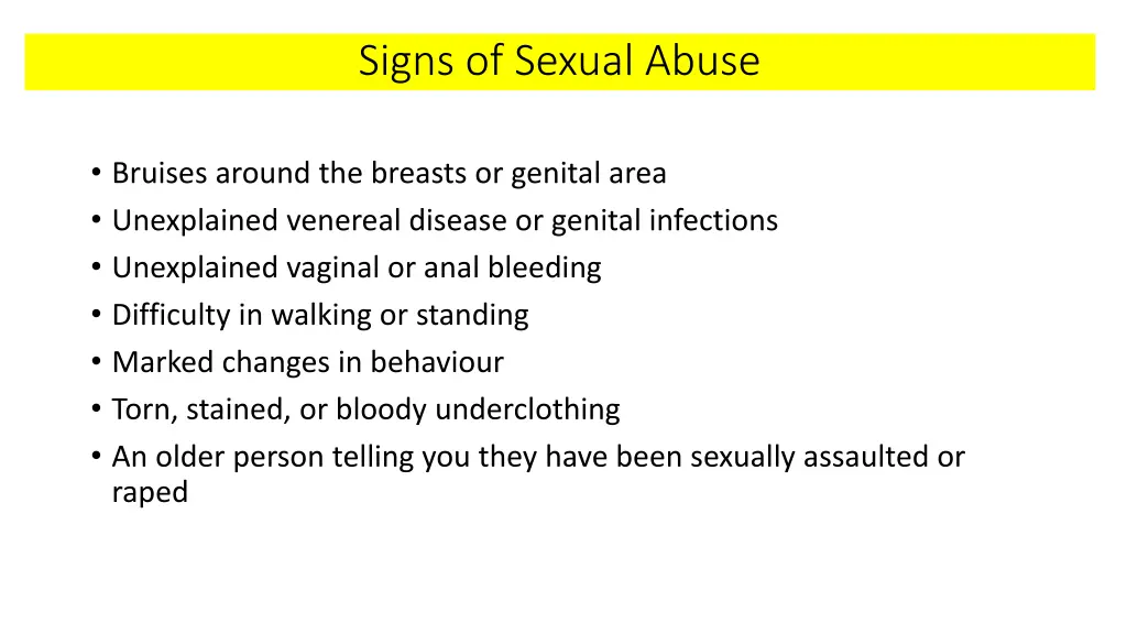 signs of sexual abuse