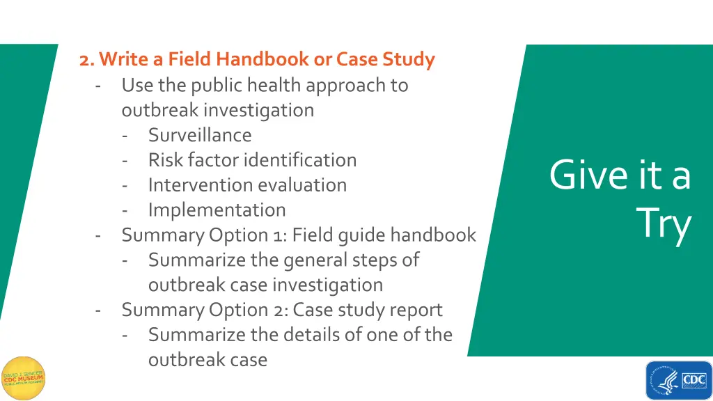 2 write a field handbook or case study