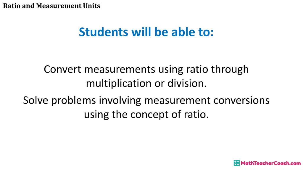 ratio and measurement units 1