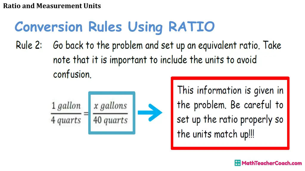 ratio and measurement units conversion rules 1