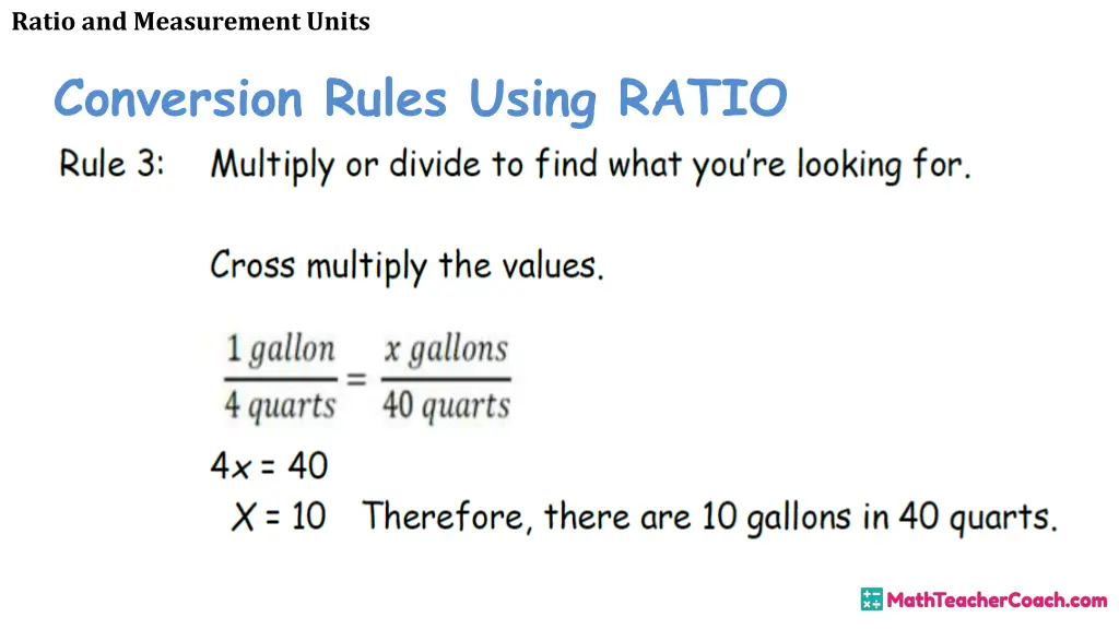 ratio and measurement units conversion rules 2