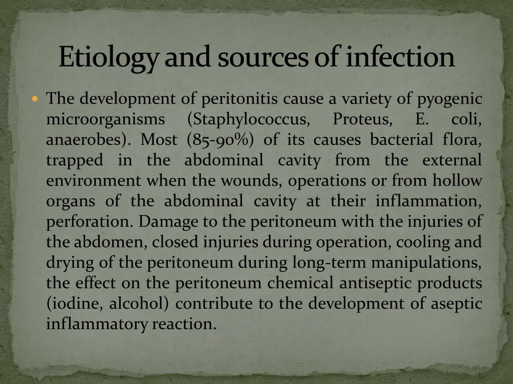 etiology and sources of infection