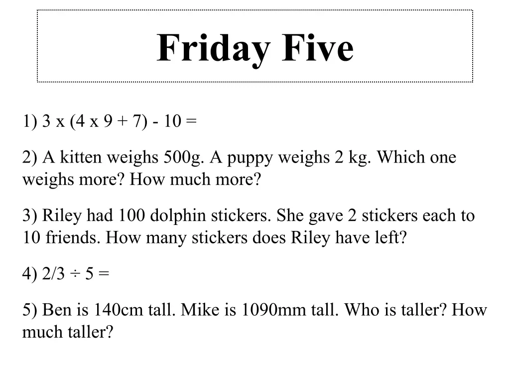 friday five 3