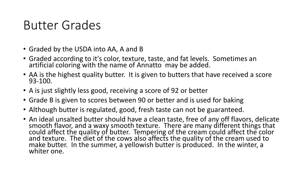 butter grades