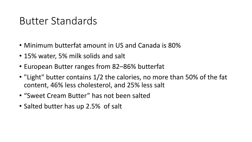 butter standards