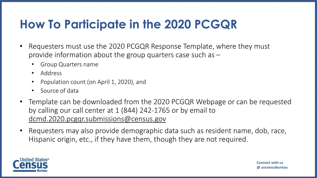 how to participate in the 2020 pcgqr