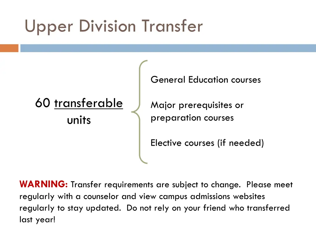 upper division transfer