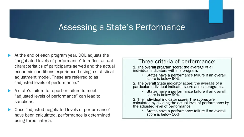 assessing a state s performance