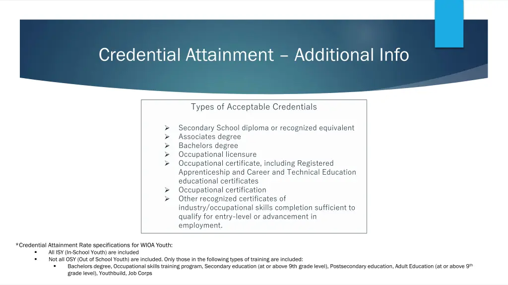 credential attainment additional info