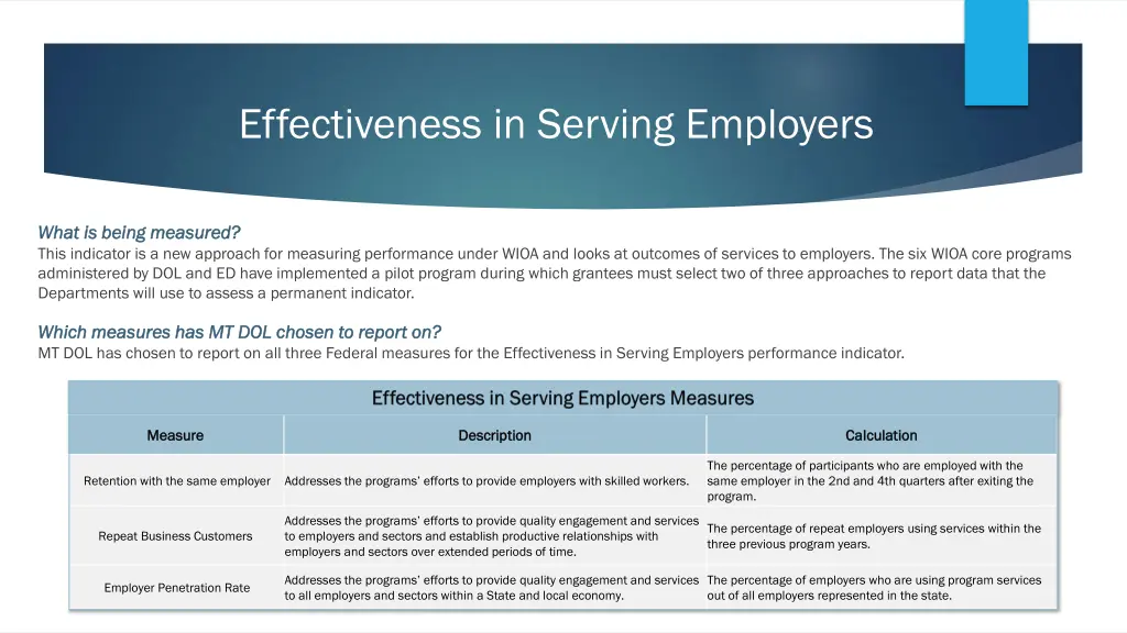 effectiveness in serving employers