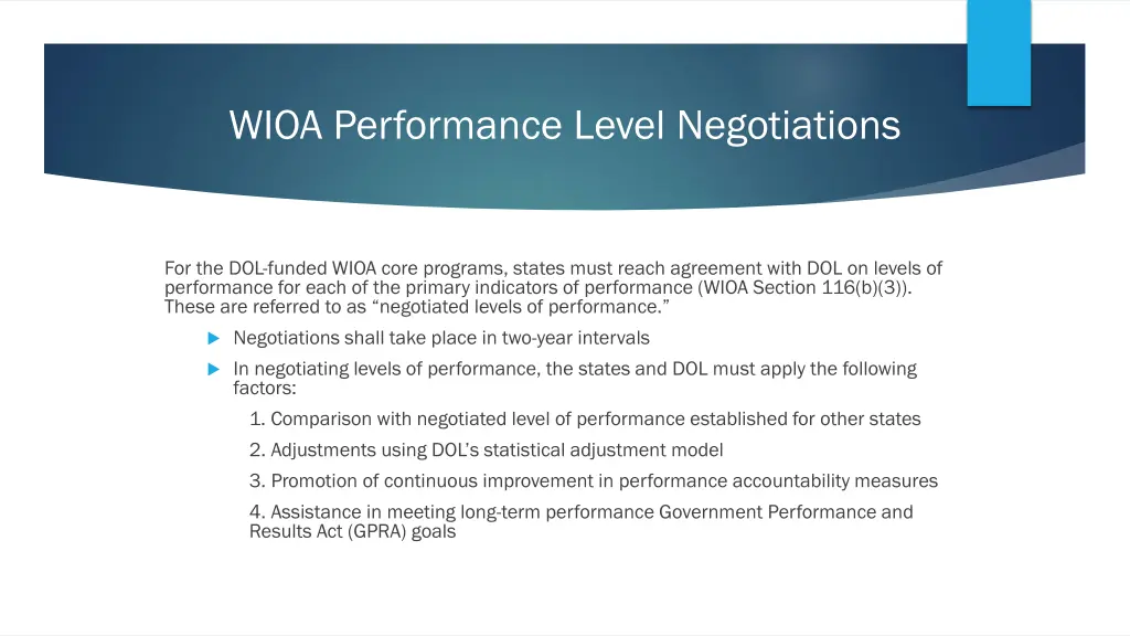 wioa performance level negotiations