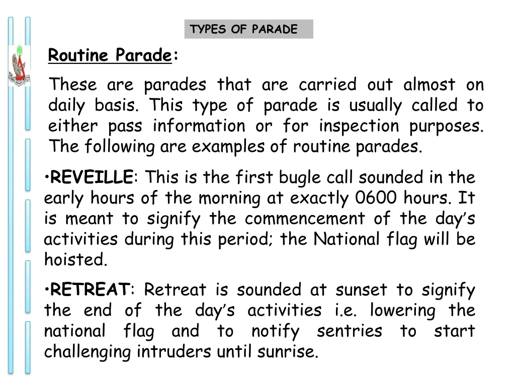 types of parade