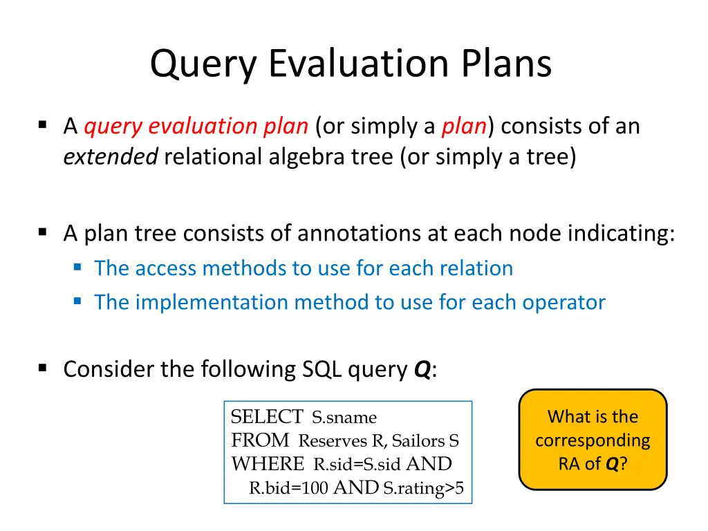 query evaluation plans