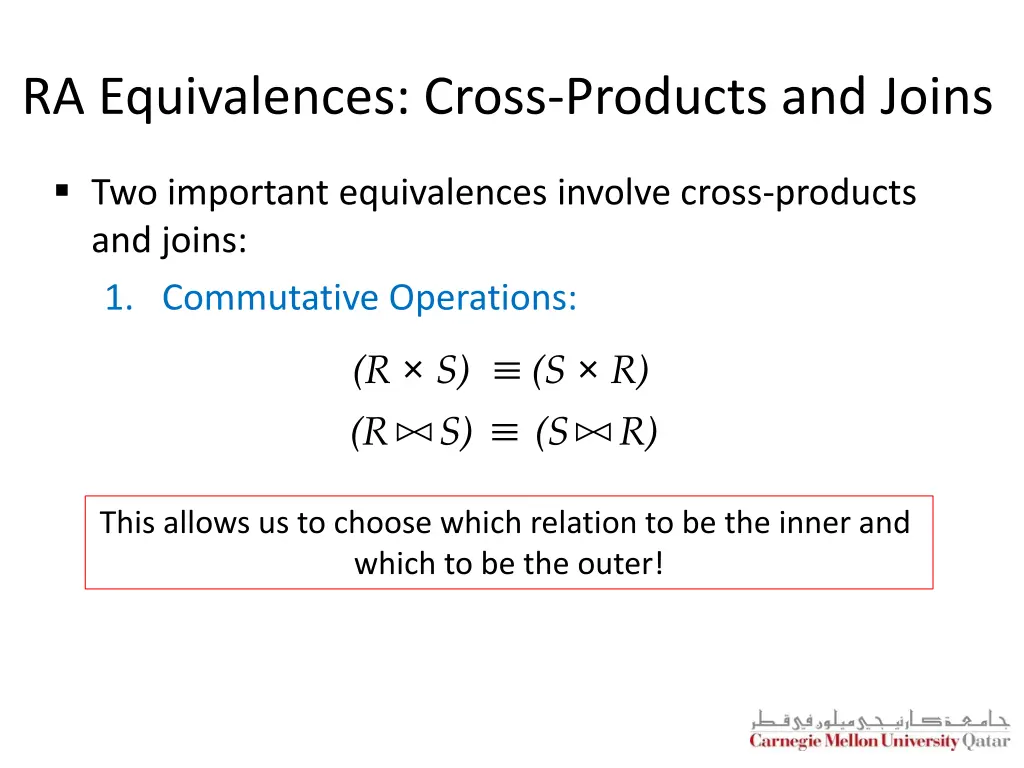 ra equivalences cross products and joins